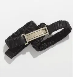 CHANEL シャネル ロゴプレート ゴムベルト ブラック×ゴールド 70/28