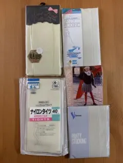 【新品】タイツ＆ストッキング　ホワイト＆ピンク＆サンドベージュ＆スィートアイボリ