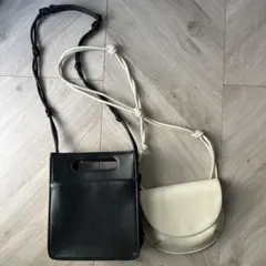 ZARA スクエアショルダーバック ポシェット ブラック　ホワイト