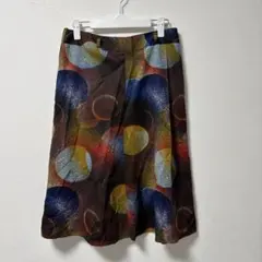 多色円形模様フレアスカート　春服　レディース