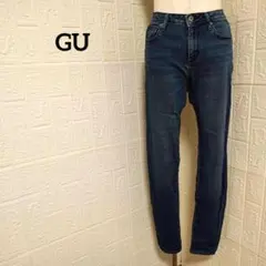 ジーユー スキニーデニムジーンズ ブルー 青 カジュアル 美脚 脚長効果 洗える