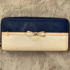 【対象外】【超おすすめ！】サマンサタバサ 長財布 ネイビー アイボリー ツートン