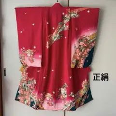 7歳 七五三 絹 着物 襦袢 花車 鞠 牡丹 鮮やか - メルカリ