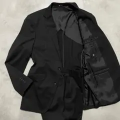 SUIT SELECT ビジネススーツ 黒 無地 洗える 冠婚葬祭 ウール Y5