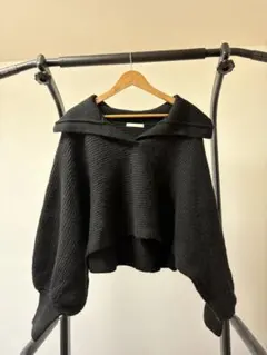 Chico ブラック ニット オフショルダー