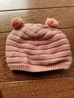 ZARA ポンポン付きニット帽 ピンク