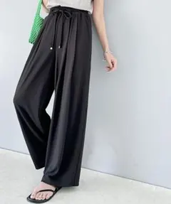黒 ワイドパンツ ストレートイージーパンツ
