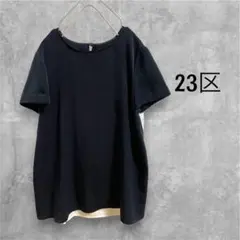 23区　バック切り替えギャザー 半袖ブラウス　カットソー　モノトーン　38のサムネイル