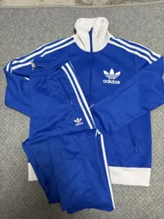 adidas 青 セットアップ 3本ライン