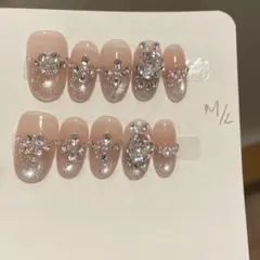 グラデーション ストーン付き ネイルチップ M/L マグネットキラキラ