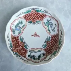 江戸〜明治初期 古伊万里 色絵 松鶴寿文 輪花向付 小皿 小鉢 華やぎの