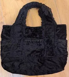 ピーチジョン　ブラック 黒ベルベット　トートバッグ