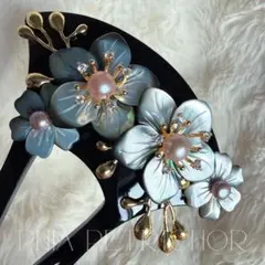 髪飾り 桜 かんざし バチ型 螺鈿 真珠母貝 パール 簪