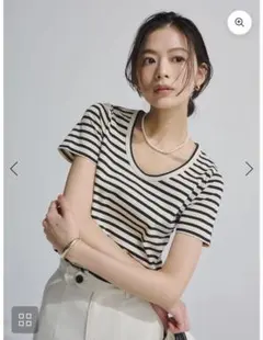 anuans シルクタッチコットンUネックTシャツのサムネイル