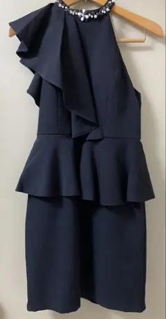 dazzy Queen ブラック フリル ビジュー ドレス