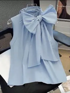 SHEIN 夏用エレガントなノースリーブデザイン リボン付きトップス