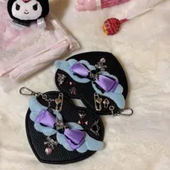 地雷系 天使界隈 双子コーデ風 チャーム付きハートコンパクトミラー