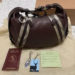 連休中大幅値下げ‼️JRA本革 （鹿革）× パイソン ワンショルダーバッグ