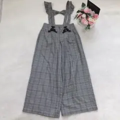 メゾピアノ サロペット グレンチェック ワイドパンツ キッズ 子供服 カジュアル