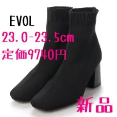 ★イボール　EVOL　ニットスクエアブーツ　ブーツ　ソックスブーツ　春秋冬　新品