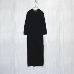 【ナノユニバース】 ロングワンピース リブニット ウエストリボン ノームコア