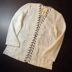 新古品✨日本製 80s 90s 総レース ストライプ ジャケット 15号　白紺