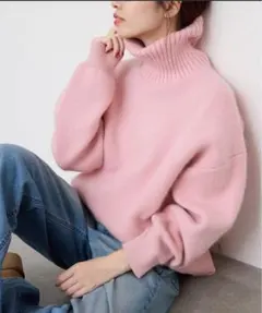 ウォッシャブルファーリーダブルフェイスタートルニット