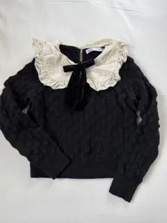 ZARA フリル襟 黒ニットセーター