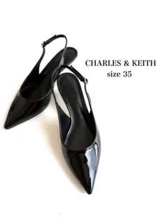 CHARLES&KEITH ポインテッドトゥキトゥンヒールスリングバックパンプスのサムネイル