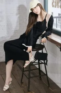 LILY BROWN レース編みボレロセットニットワンピース