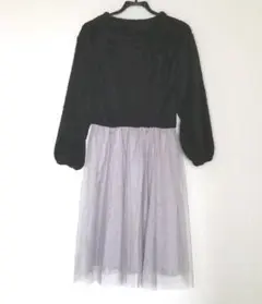 フリーサイズ 切り替え　レース　フリース　ワンピース