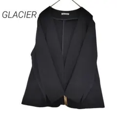 GLACIER✳️Vネック ノーカラージャケット【M】九分袖 濃紺 無地 春