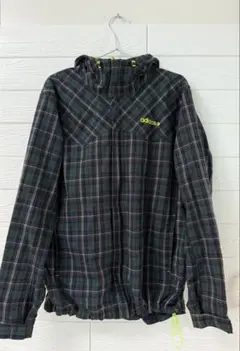 00s adidas 短丈 ジャケット y2kテック系 チェック柄 ドローコード