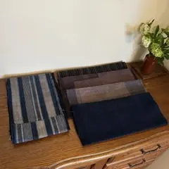 縞と格子柄５枚です＊木綿古布＊藍染＊襤褸