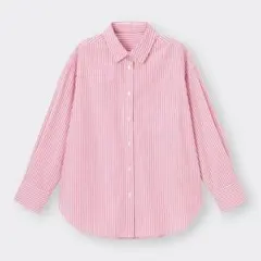 GU ストライプオーバーサイズシャツ　ピンク　M