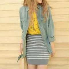 【Ungrid】ボーダーニットタイトスカート