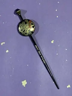 蒔絵調 かんざし｜黒漆 一本挿し｜金彩 葉文様KA002