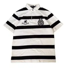 【希少】Polo ラルフローレン ハーフジップラガーシャツ 太ボーダーLカスタム