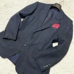 バーバリーロンドン カシミヤ ブレザー ヘリンボーン ブルーツイード L 