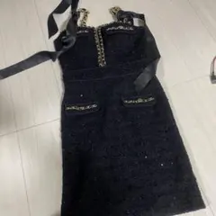 an ブラックタイトドレス S