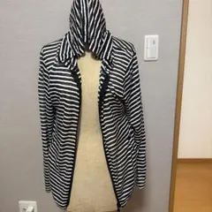KANGOL フード付き黒白ストライプパーカー