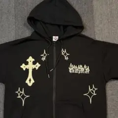 HOOK クロス 十字架 刺繍パーカー 黒 y2k punk archive - メルカリ
