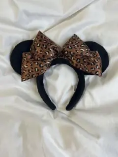 ディズニー カチューシャ ヒョウ柄リボン