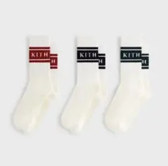 KITH 3 PACK VARIEGATED STRIPE CREW SOCK