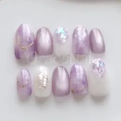 No.2309 現品販売！ネイルチップ　パープル/ニュアンス/マグネット