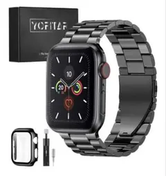 YOFITAR Apple Watch用 ブラックメタルバンド 40mm