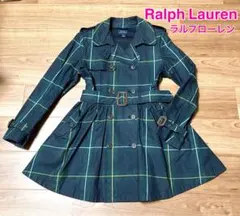 Ralph Lauren グリーン系チェック柄トレンチコート　ポロラルフローレン