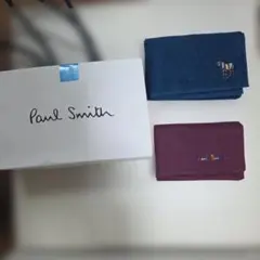新品、未使用☆Paul Smith 青 タオルハンカチ ・紫ハンカチ　2枚セットのサムネイル