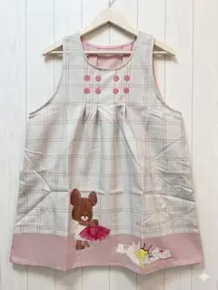 【新品】くまのがっこう エプロン 保育士 チェック ピンクのサムネイル