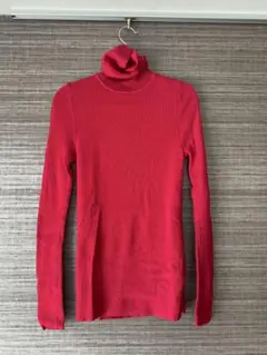 UNIQLO タートルネック リブニット 長袖 レッド